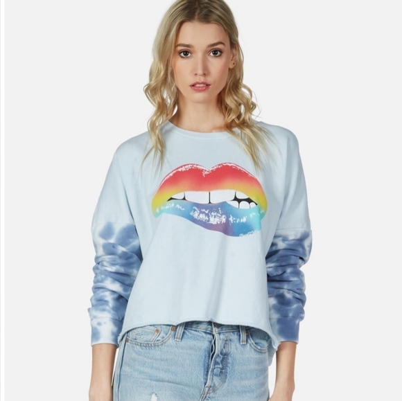 Lauren Moshi Tops - Lauren Moshi Lee Rainbow Biting Lip